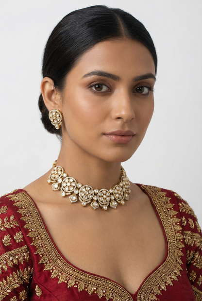 Kairavi Two Tone Polki Necklace Set