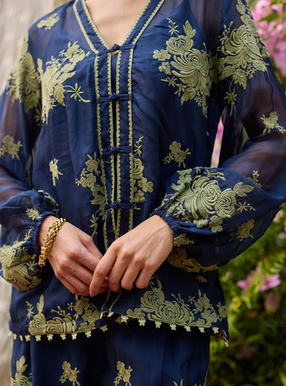 Suhaani Organza Navy Co-ord Set