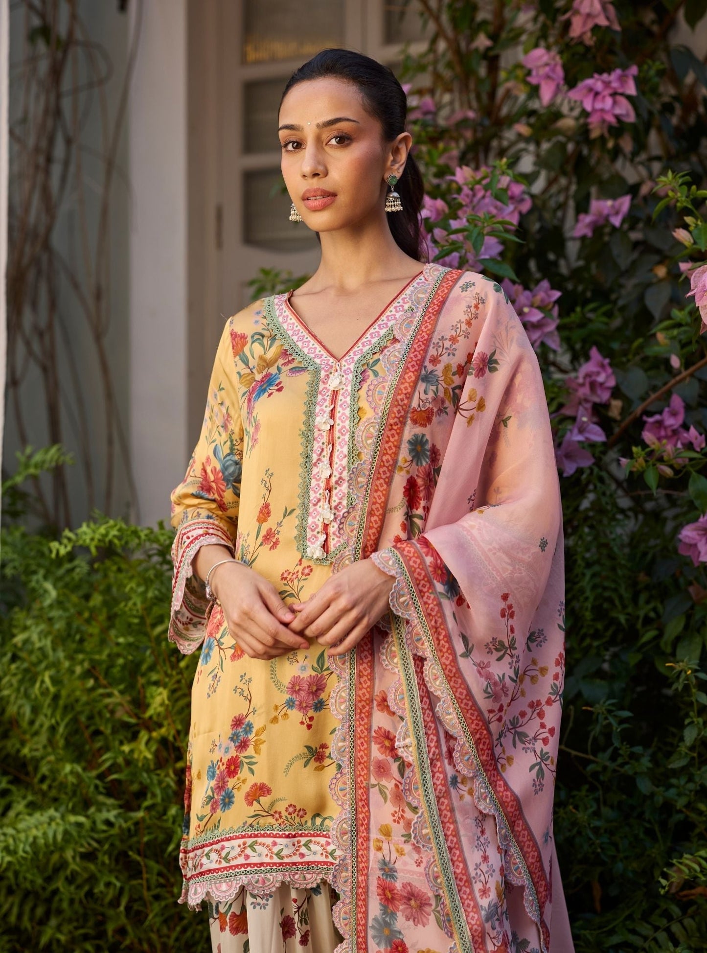 Kena Cupro Satin Mustard Kurta Set