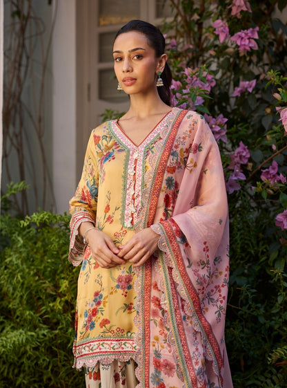 Kena Cupro Satin Mustard Kurta Set