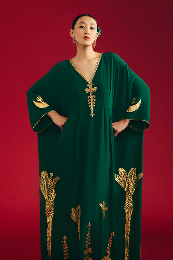 Green Palm Tress Kaftan
