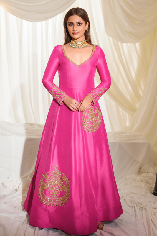 Gulabi Chandbali Anarkali Gown