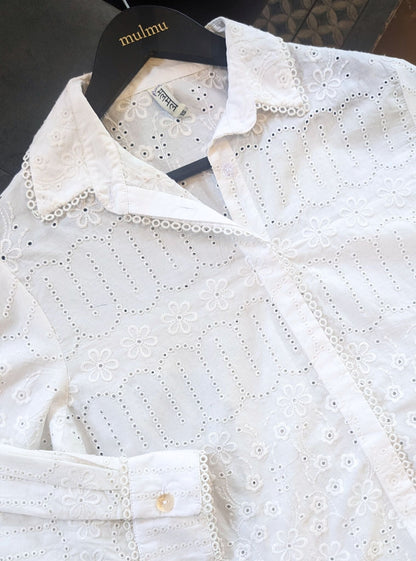 Heli Supima Cotton White Co-ord Set