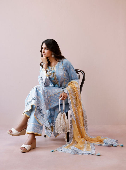 Avika Supima Cotton Light Blue Kurta Set