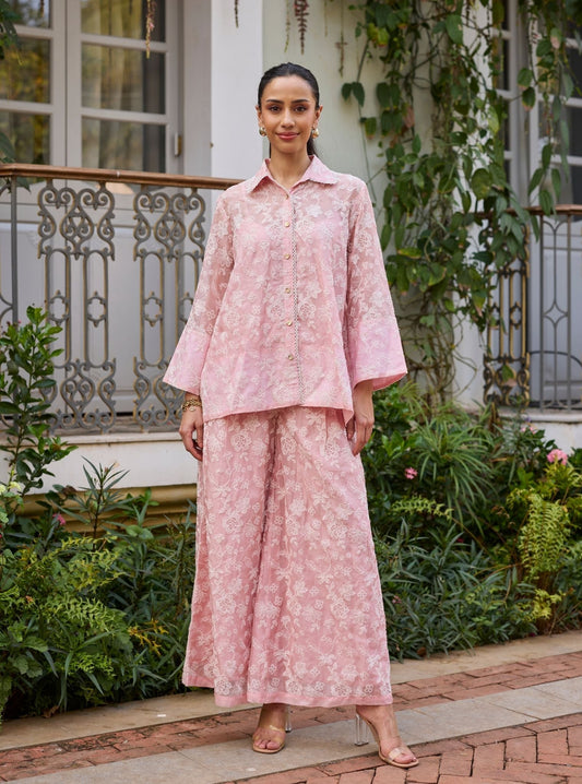Sovana Organza Pink Co-ord Set