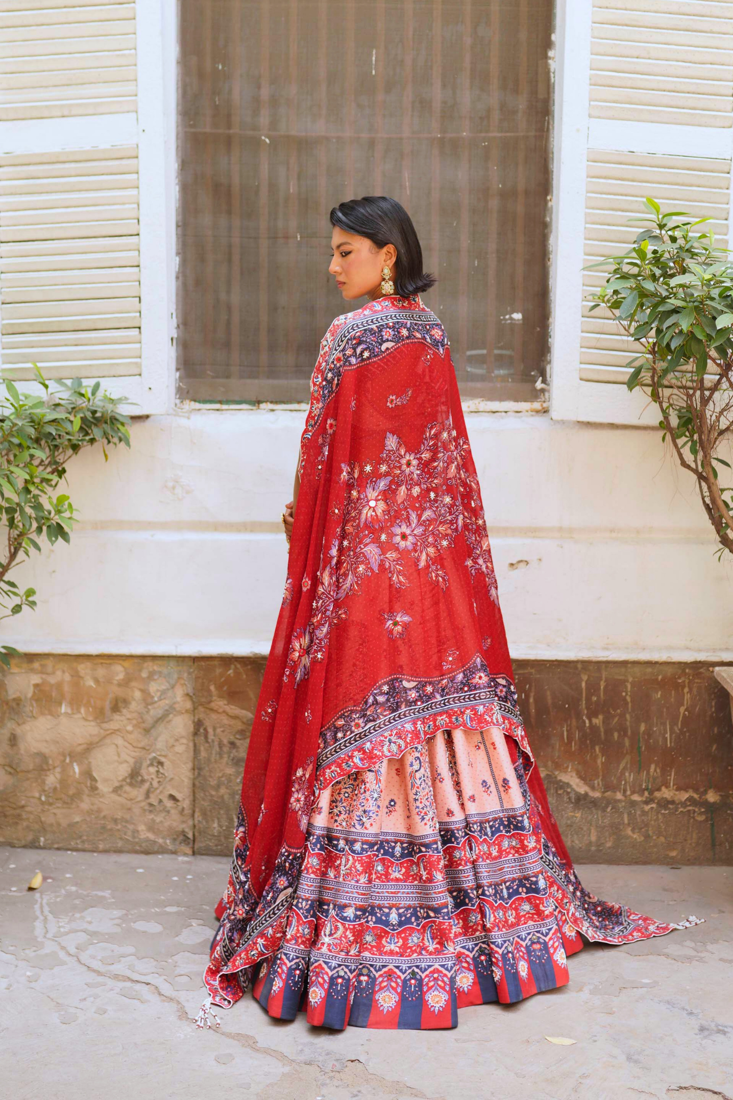 Soft pink bandhani lehenga set