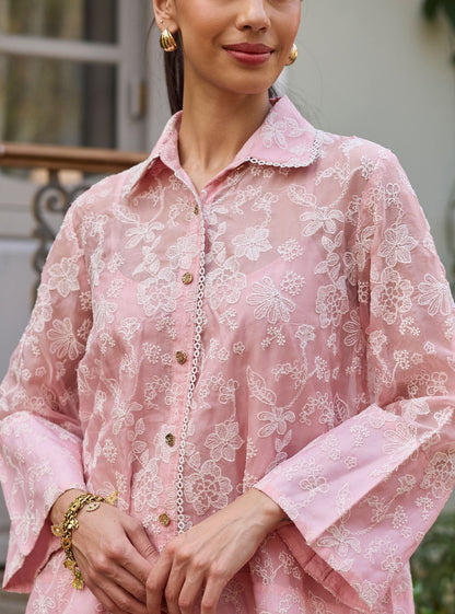 Sovana Organza Pink Co-ord Set
