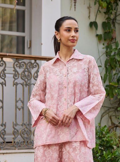 Sovana Organza Pink Co-ord Set