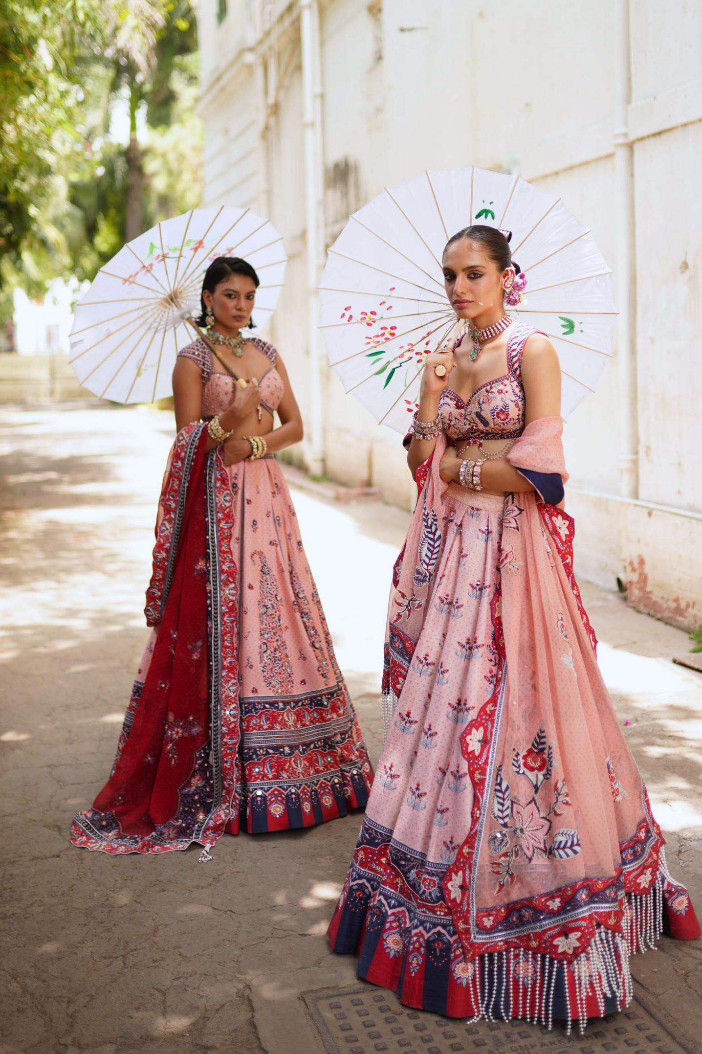 Soft pink bandhani lehenga set