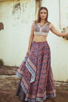 Midnight Blue Draped Asymmetrical Lehenga