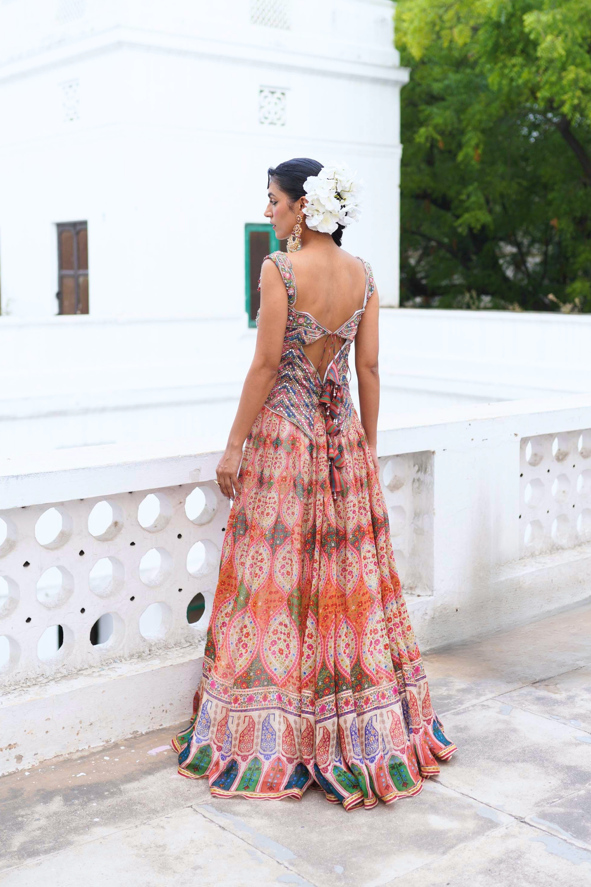 Orange corset skirt set