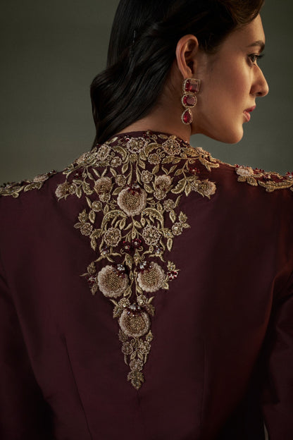 Burgurndy Cape And Sharara Set
