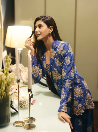 Nayira Denim Jacket & Sharara Set