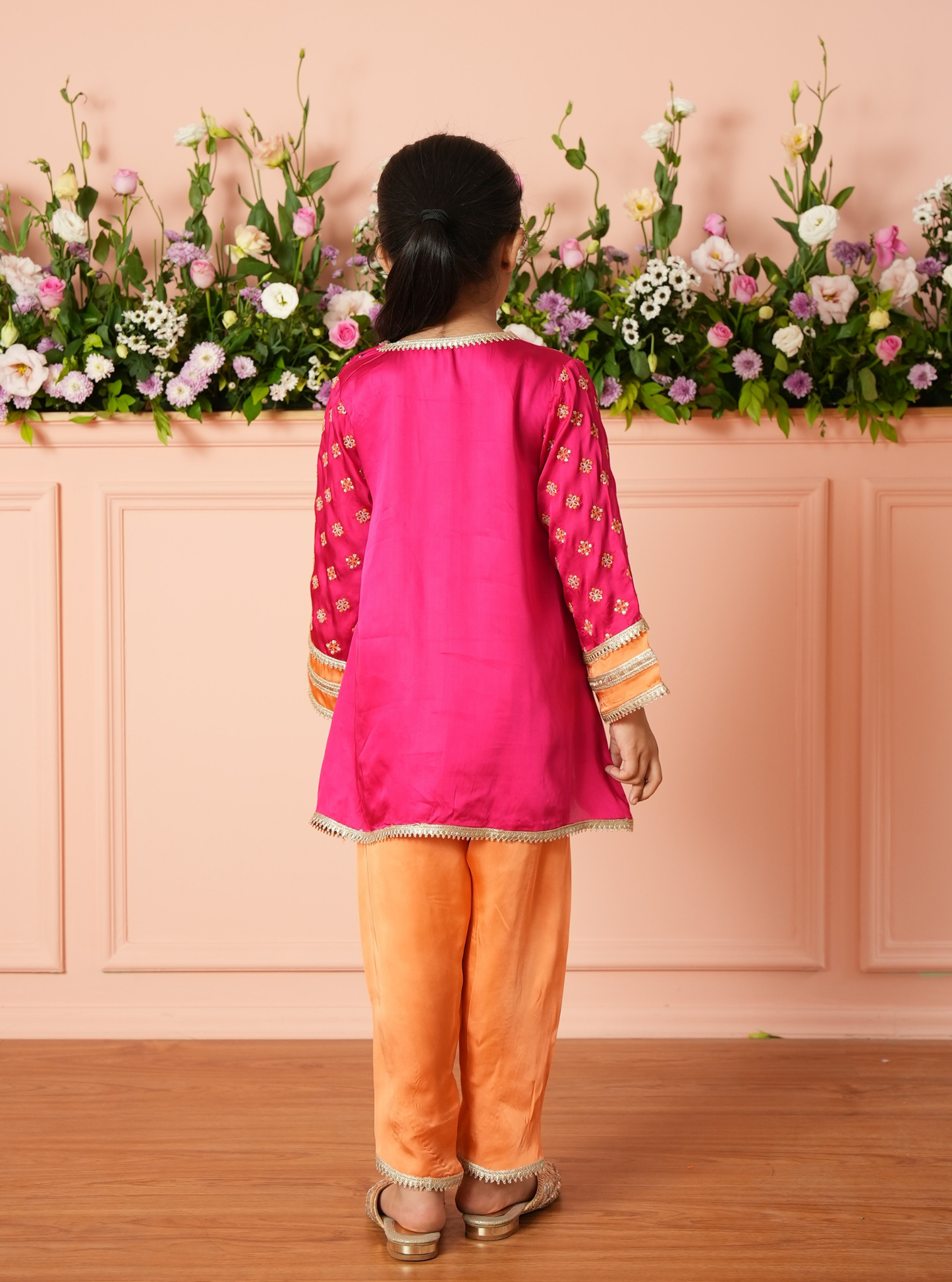 Tazmin Bemberg Satin Fuschia Kurta Set