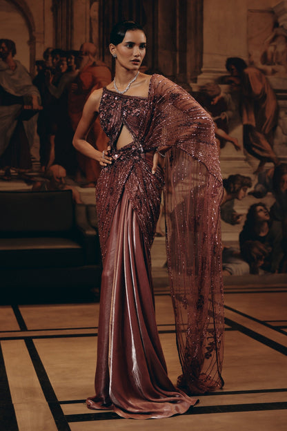 Embellished Cut-Out Saree
