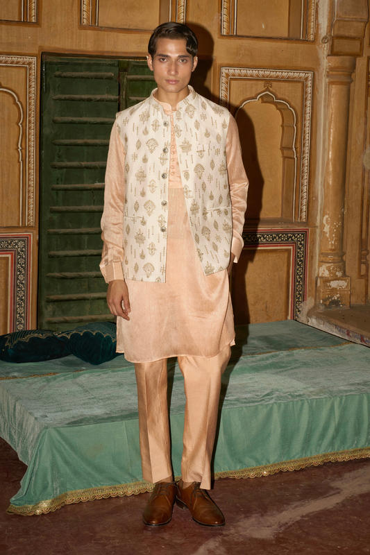 Ivory Chanderi textured jacket