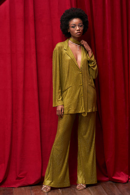 Olive Sparkle Duo Shirt Pant Set