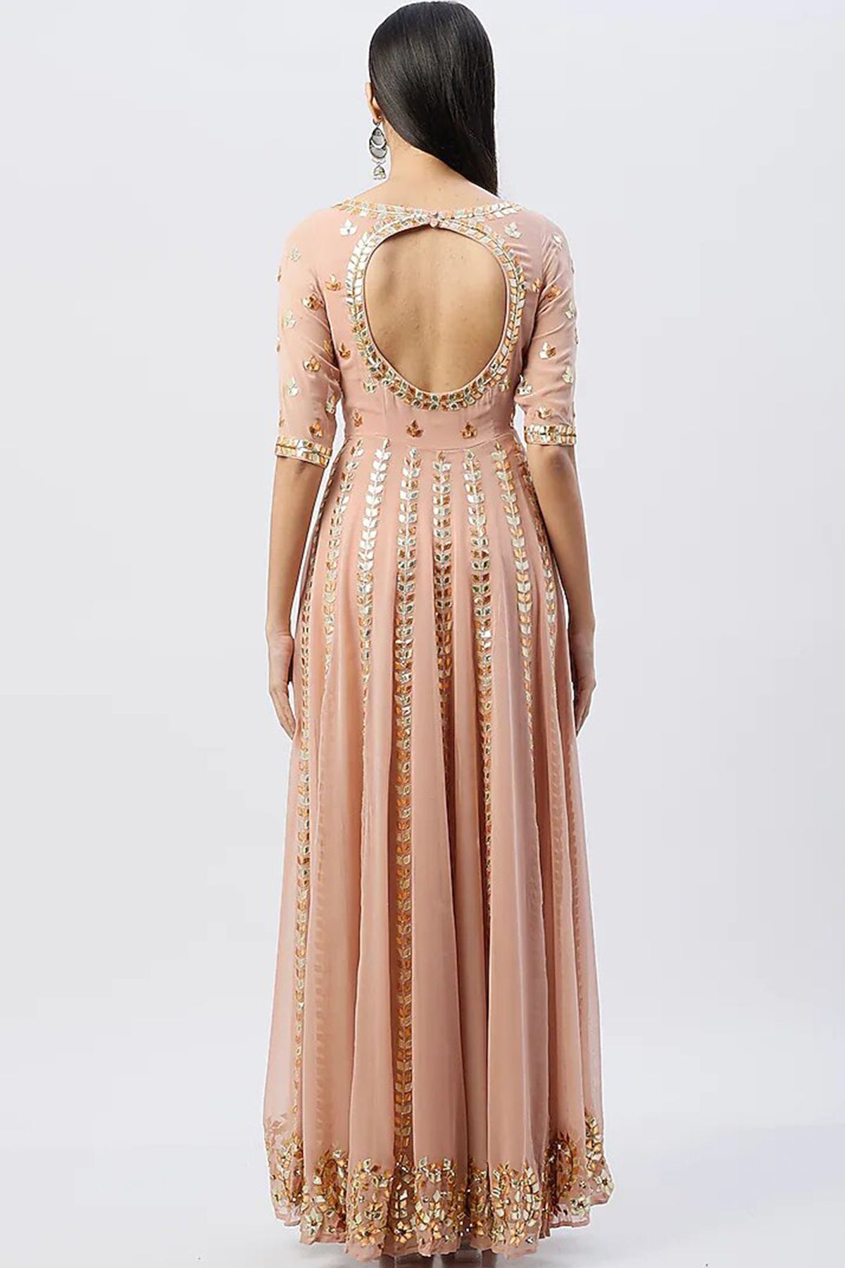 Peach Pink Anarkali Set