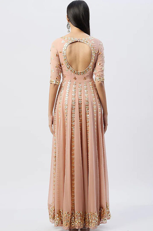 Peach Pink Anarkali Set
