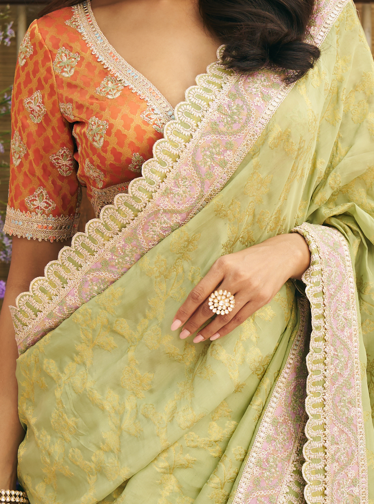 Chandrika Banarsi Green Saree
