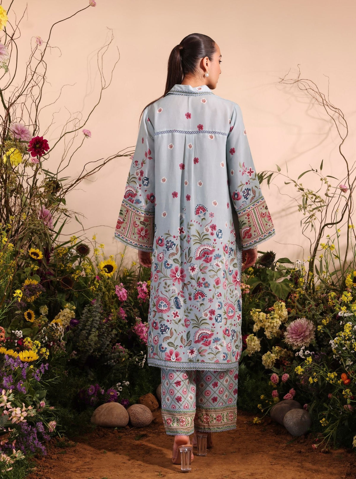 Cormac Lawn Printed Blue Co-ord Set