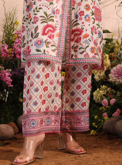 Cormac Lawn Printed White Co-ord Set