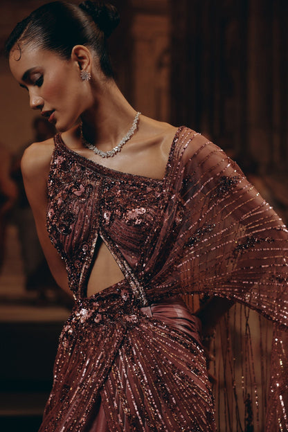 Embellished Cut-Out Saree