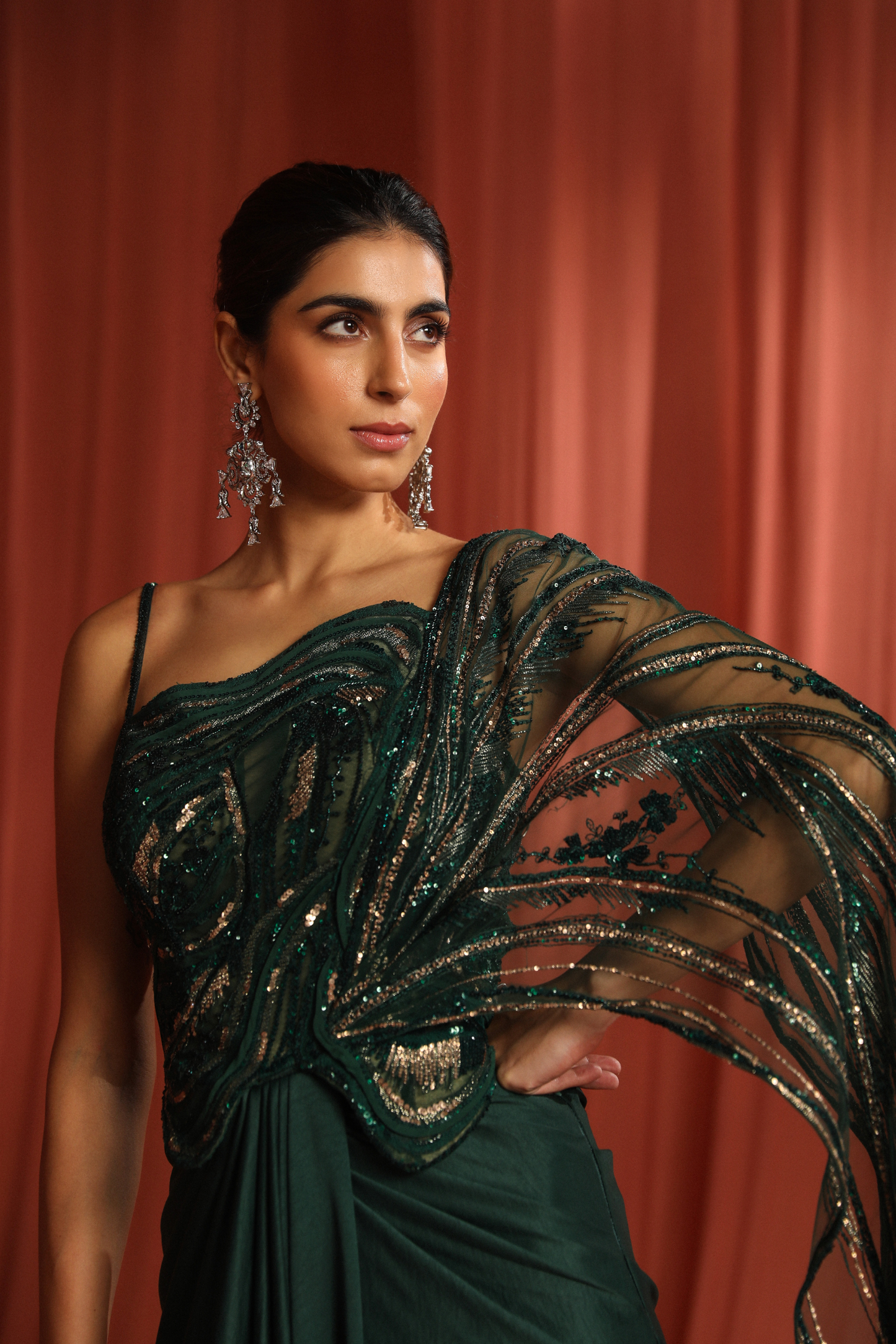 Kompal Matta Kapoor in Green Binding Saree