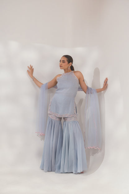 Blue Halter Sharara