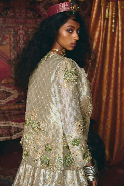 Pearl Gold 3D Flower Lehenga Set