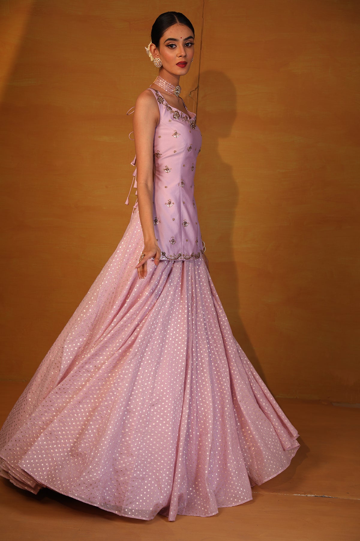 Pastel Lavender embellished lehenga set
