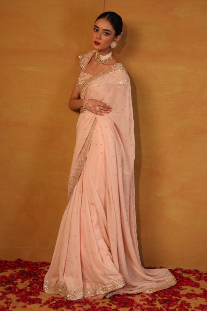 Blush Pink Georgette Saree
