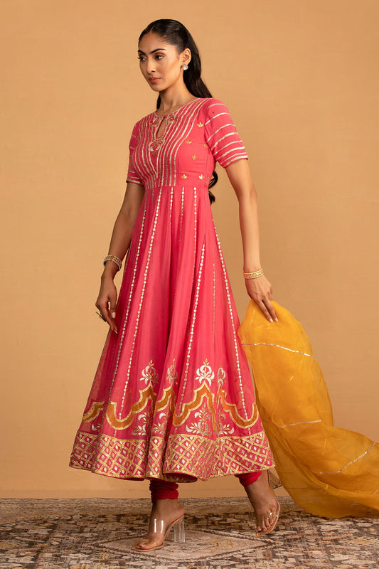 PEACH PINK ANARKALI SET