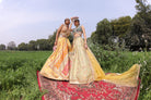 Women's Yellow Floral Asymmetrical Lehenga Set
