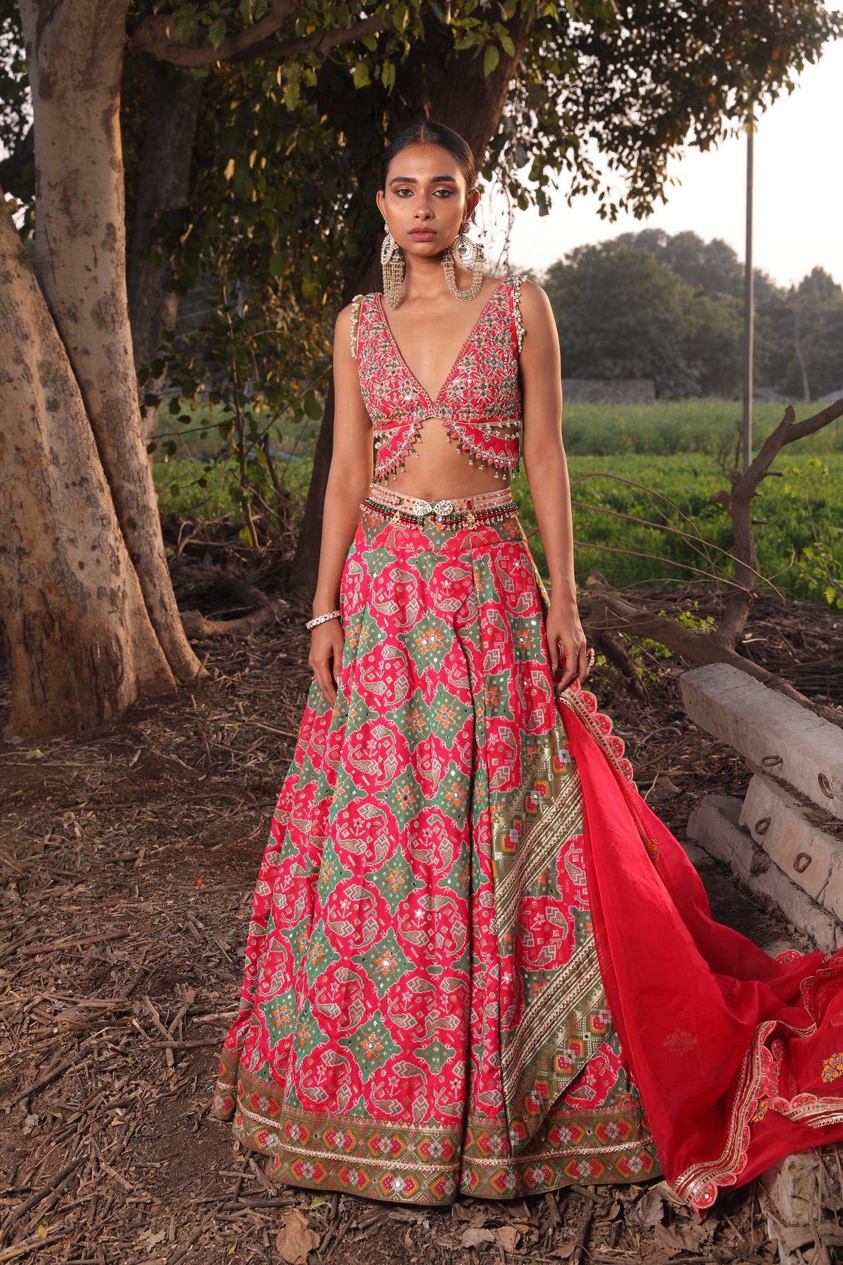Women's Light Coral Banarasi Lehenga 