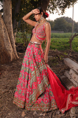 Women's Light Coral Banarasi Lehenga 