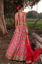 Women's Light Coral Banarasi Lehenga Set backview