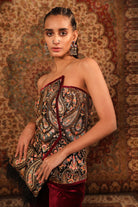 Women's Kashida Embroidered Wrap-around Top Set  frontside
