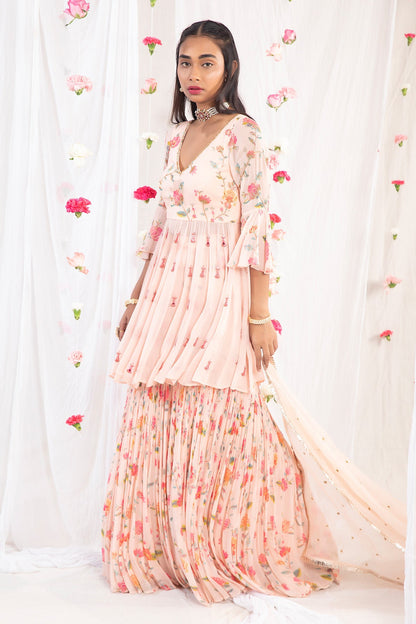 Blush Pink Printed Sharara Set
