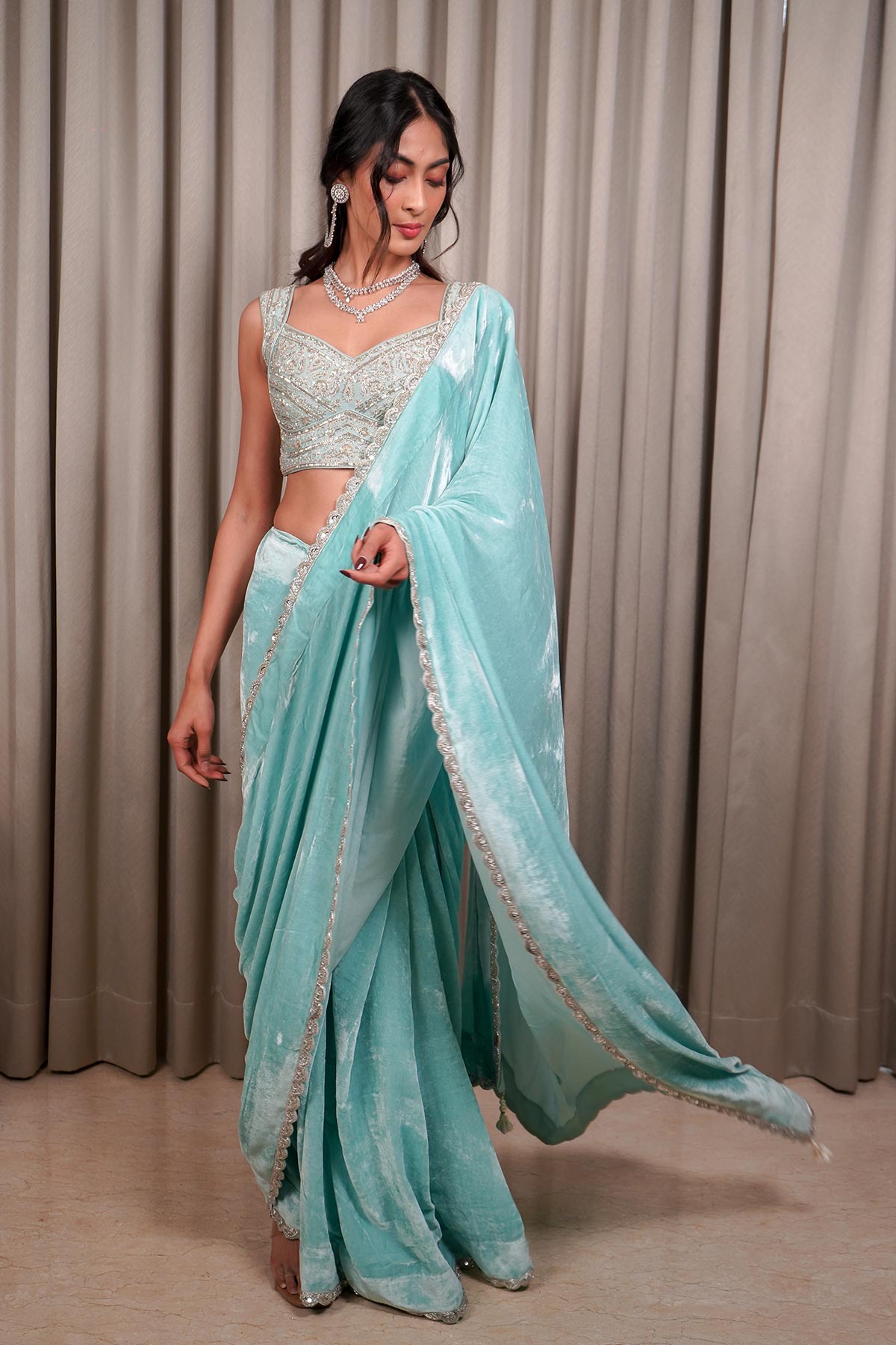 Velvet Saree Set