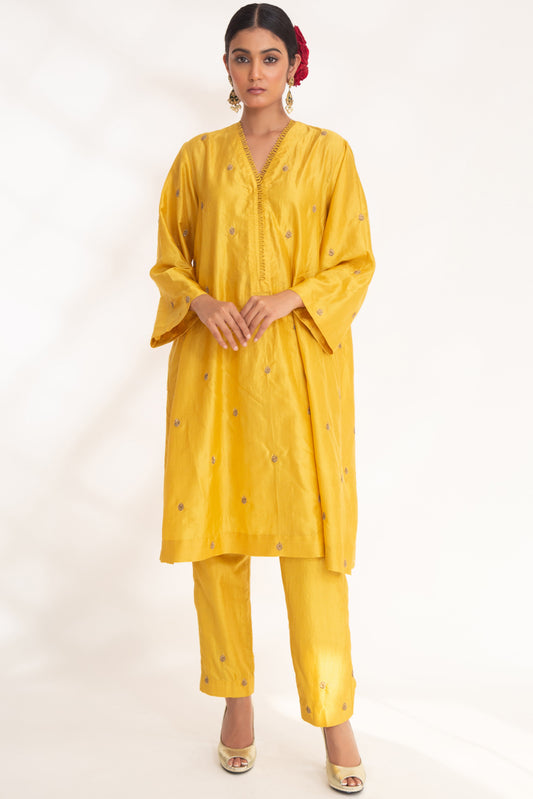 Ojal Kurta Set Yellow