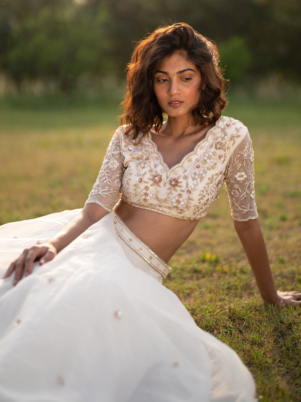 Selene Ivory Silk Organza Lehenga Set