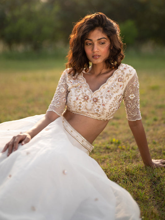 Selene Ivory Silk Organza Lehenga Set