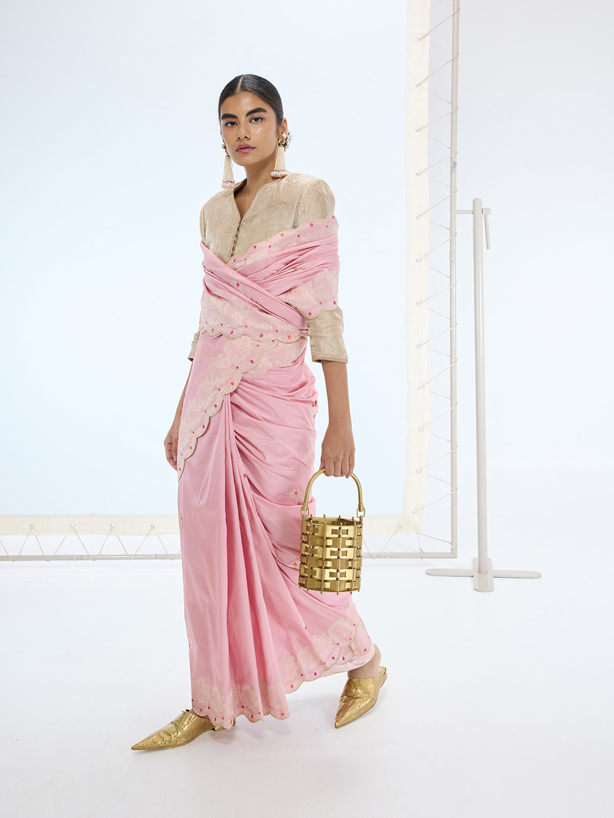 The Candice Saree in Blush Pink