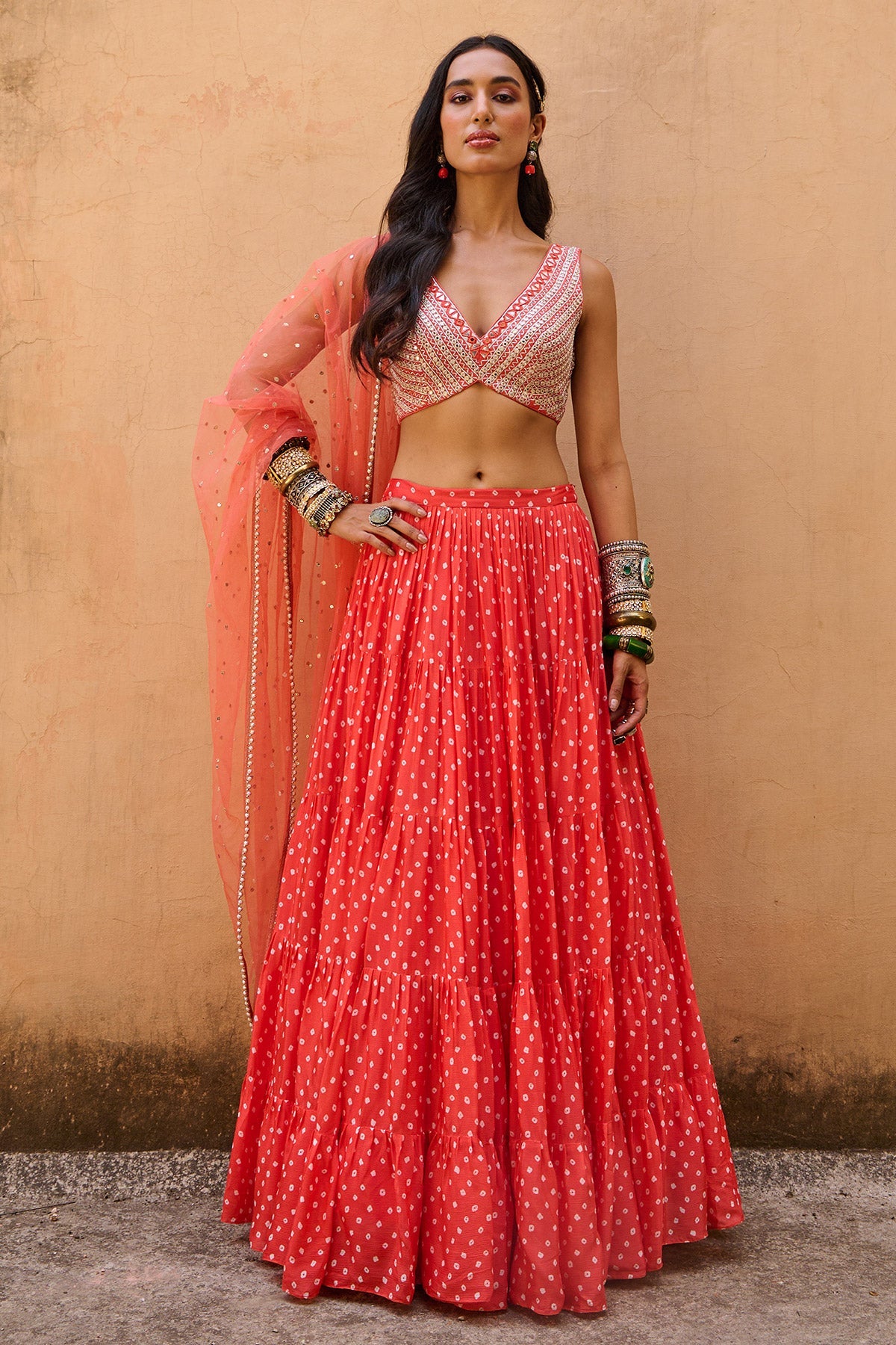 Orange Bandhani Set