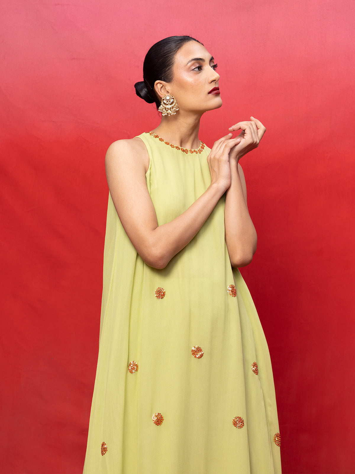 Handwoven Pistachio Green Embroidered Suit