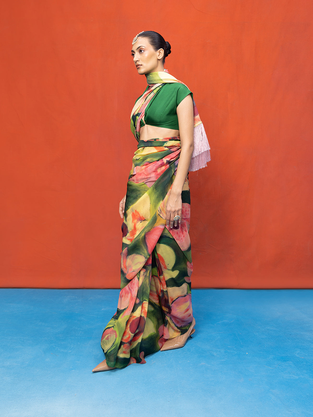 Multicolour Chiffon Digital Print Saree