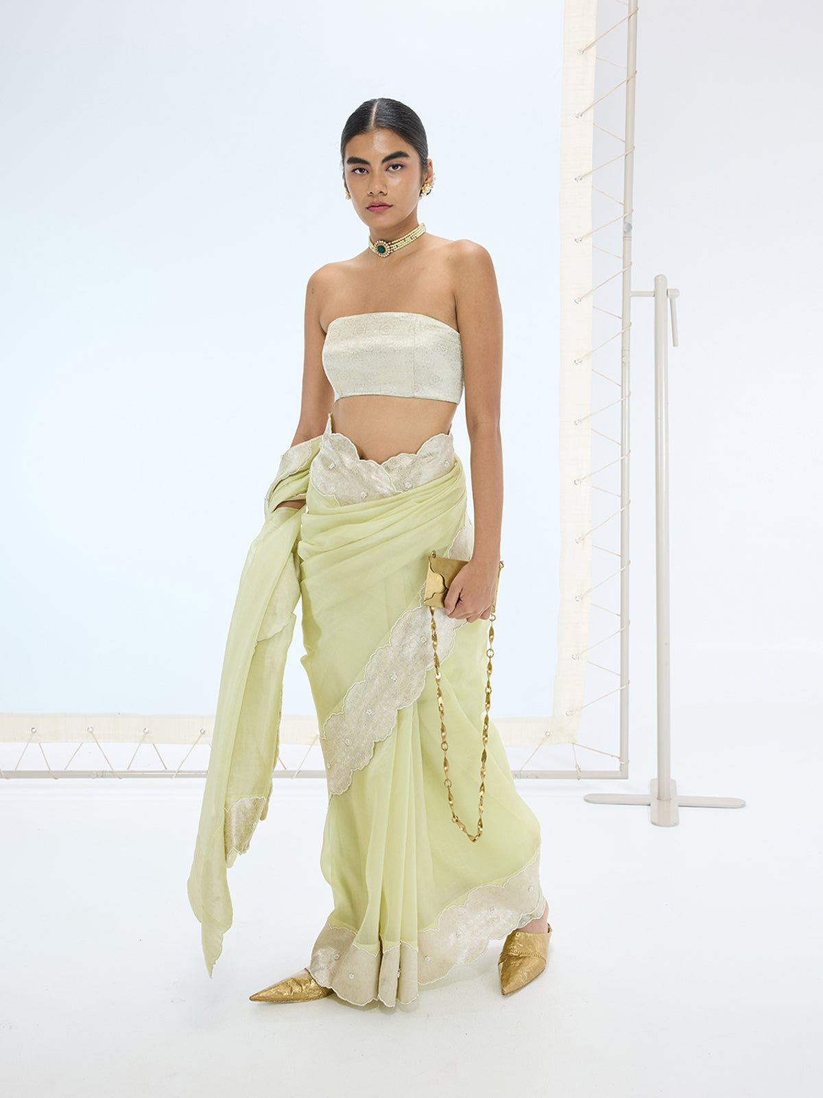 The Jane Saree In Pistachio