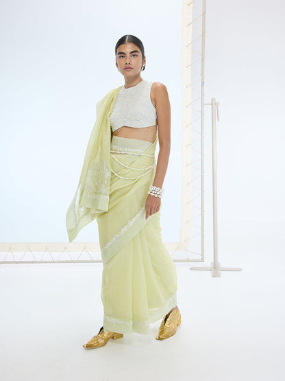 The Stella Saree In Pistachio