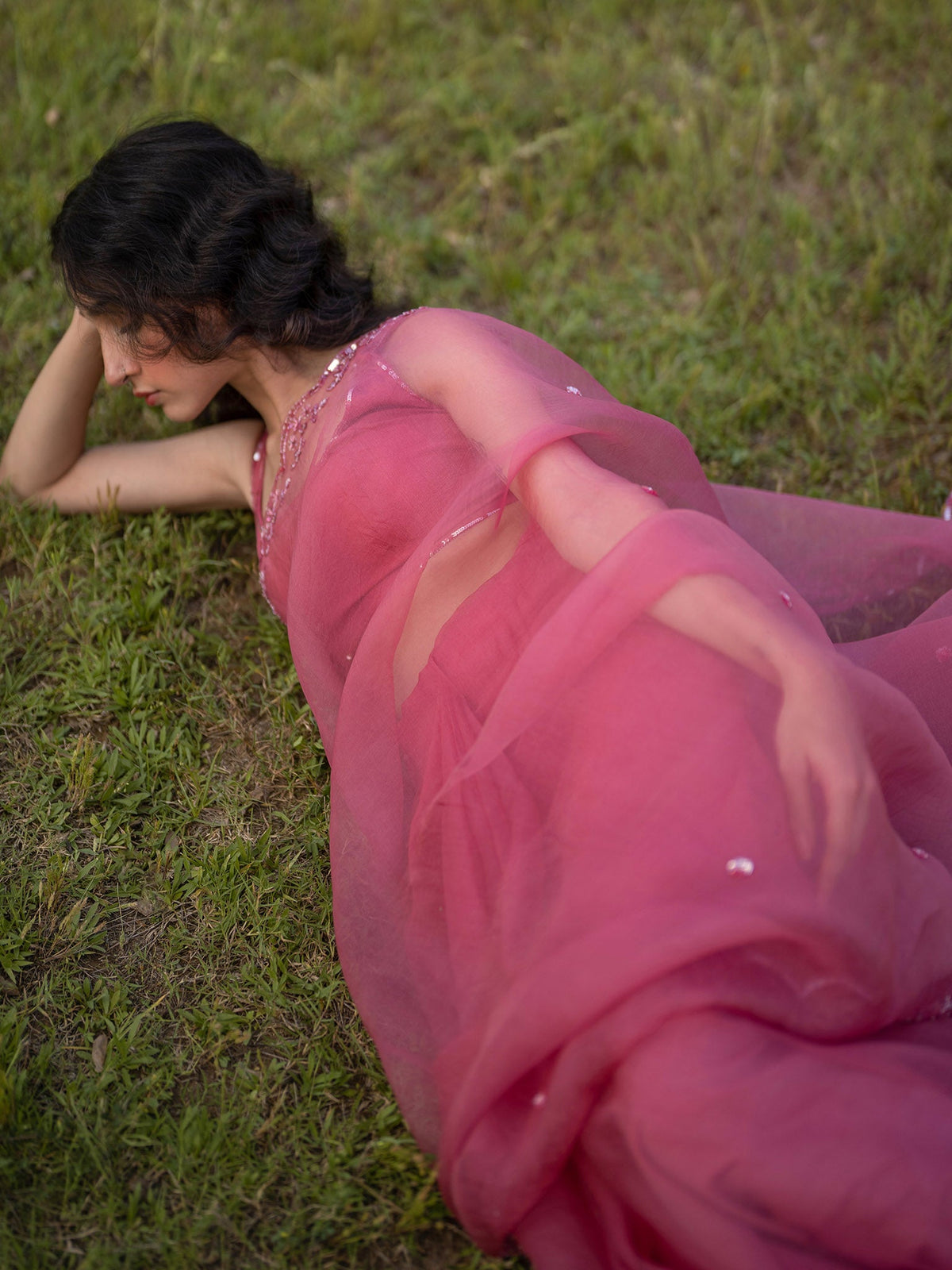 Roseate Silk Organza Saree Set